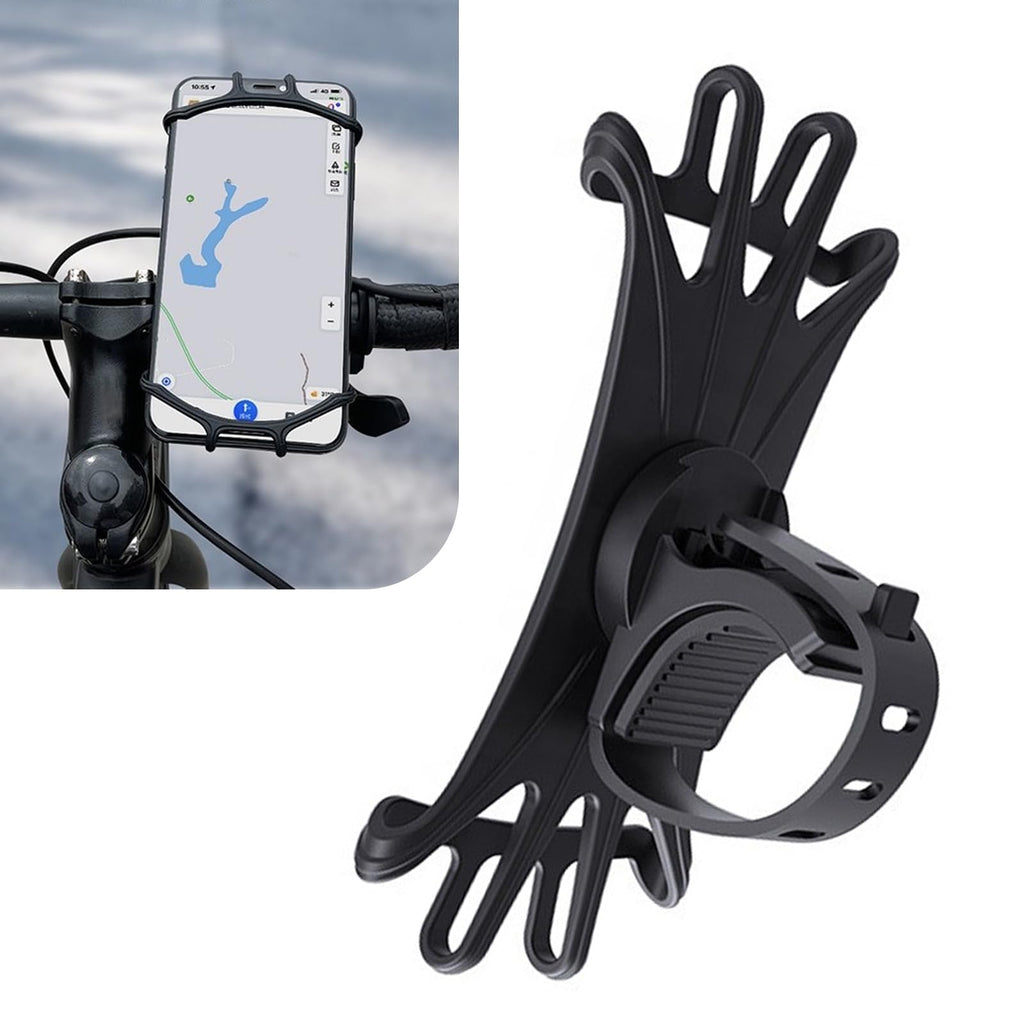 Bike Motorcycle Phone Mount, Universal Bicycle Motorcycle Cell Phone Mount, 180 Degree Rotation Silicone Handlebar Cycling Navigation Phone Holder, Suitable for Most Bikes Motorcycles (Black) 1 Pack Black