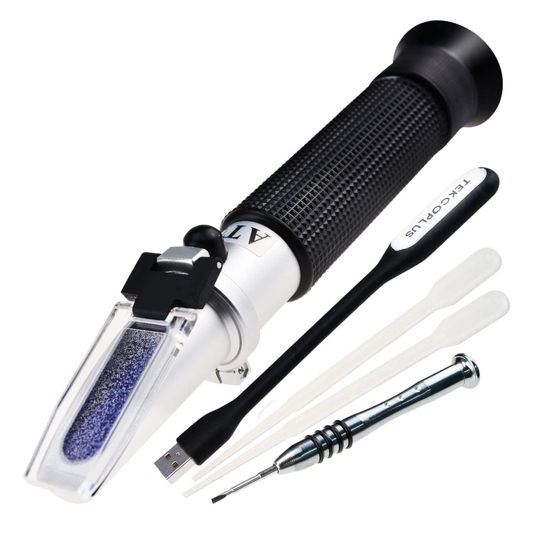 0-10% Brix Refractometer for Testing Sugar Content Maple sap Syrup, Low-Concentrated Sugar Solutions, Tea, Portable Hand Held Sugar Content Measurement with ATC Function and LED Light, pipettes