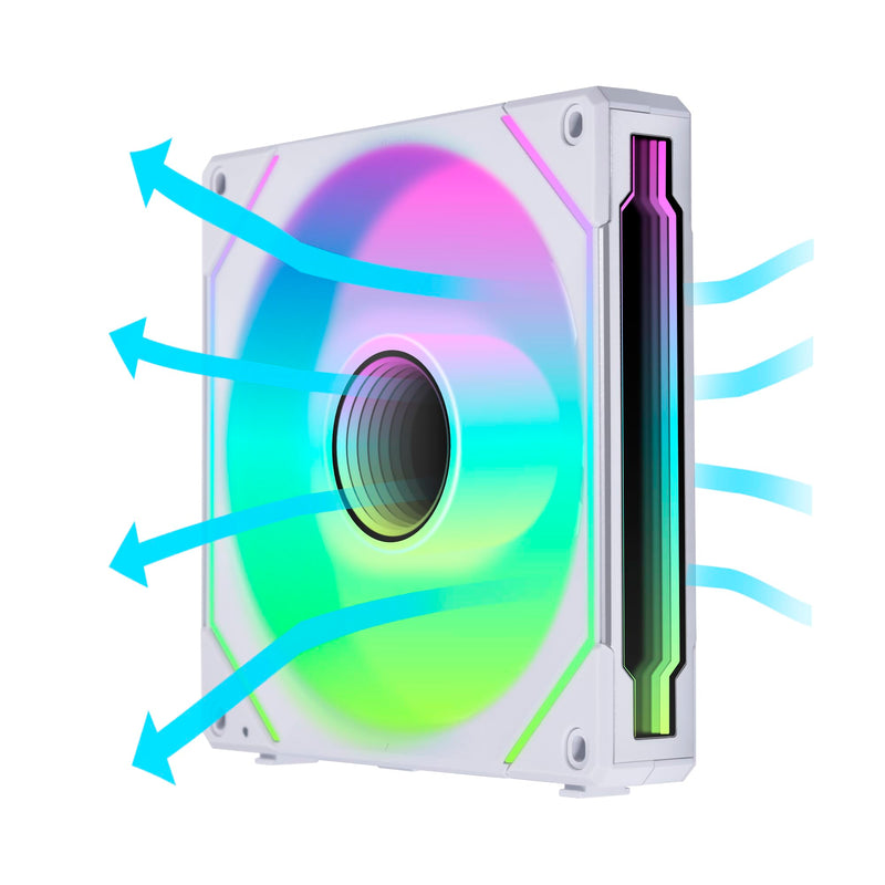 Lian Li UNI Fan SL-Infinity 140 Reverse Blade-Single Pack-ARGB Fan-Daisy-Chain Design-Infinity Mirror-Customizable Lighting Effects-Without Controller-White-(14RSLIN1W) SLIN140-R Reverse Single Pack White