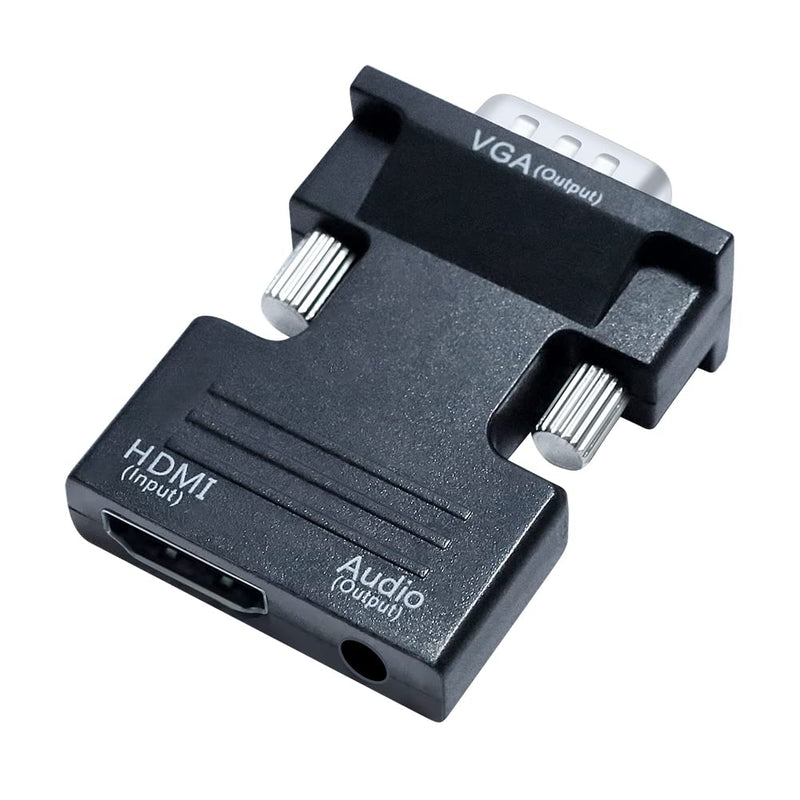 DTech HDMI to VGA Adapter with 3.5mm Audio Port (PC HDMI Source Output to VGA TV) for Old Computer Monitor Laptop Projector 1080P Video (Female HDMI in, Male VGA Out adaptador)