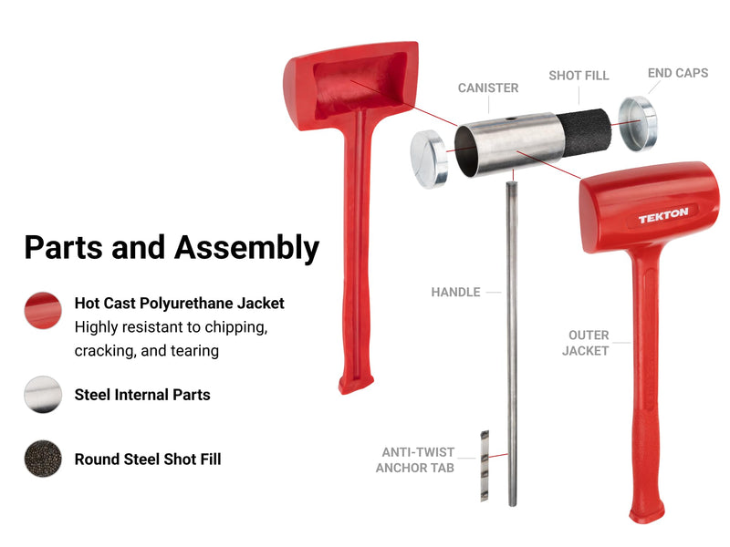 TEKTON 26 oz. Dead Blow Hammer | HDB30026 | Made in USA 26 oz.