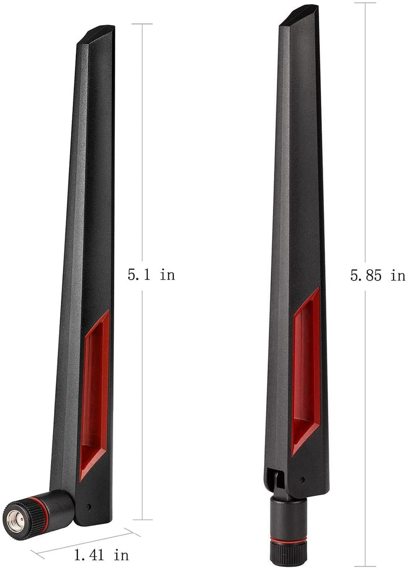 SUPERBAT 8dBi WiFi Antenna 2.4GHz 5GHz 5.8GHz Dual Band RPSMA Antenna + 15CM RP-SMA Pigtail for Mini PCIe Card Wireless Routers, PC Desktop, Repeater, FPV Drone 2pcs 2-pack short wifi antenna