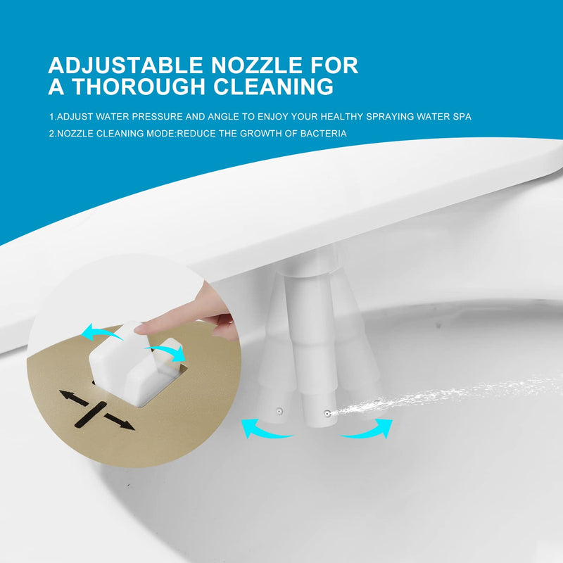 GLIGAM Bidet Attachment for Toilet Warm Water, Ultra-Slim Bidet Hot and Cold,Non-Electric Bidet Attachment for Frontal/Rear Wash, with Retractable Nozzle, Pressure & Angle Controls,Easy to install Champagne