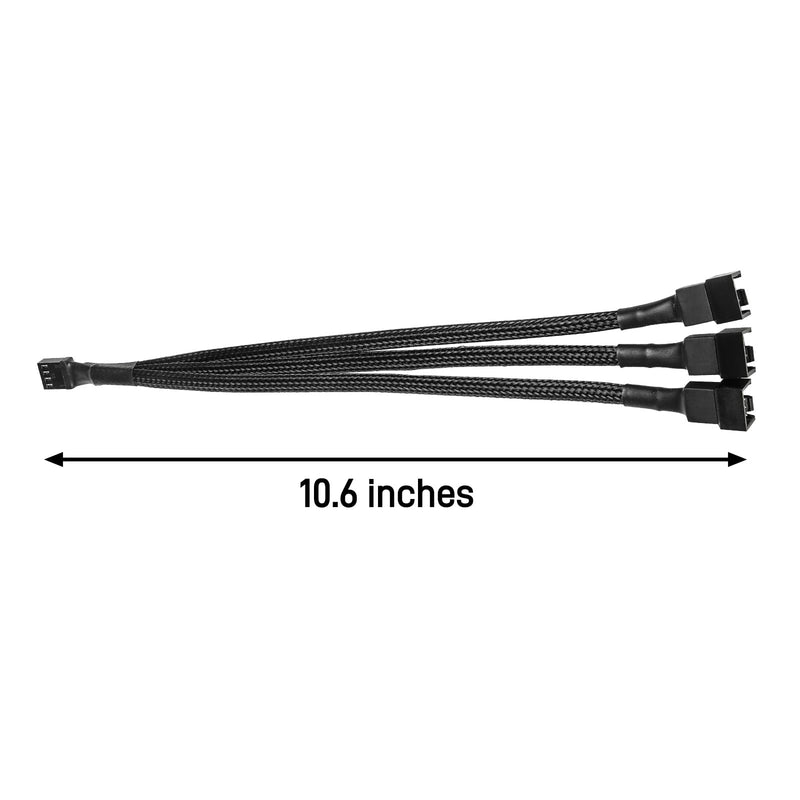 DARKROCK 2 Pack PC Fan Extension 1 to 3 Converter Cable, 4 Pin PWM Fan Splitter - Black