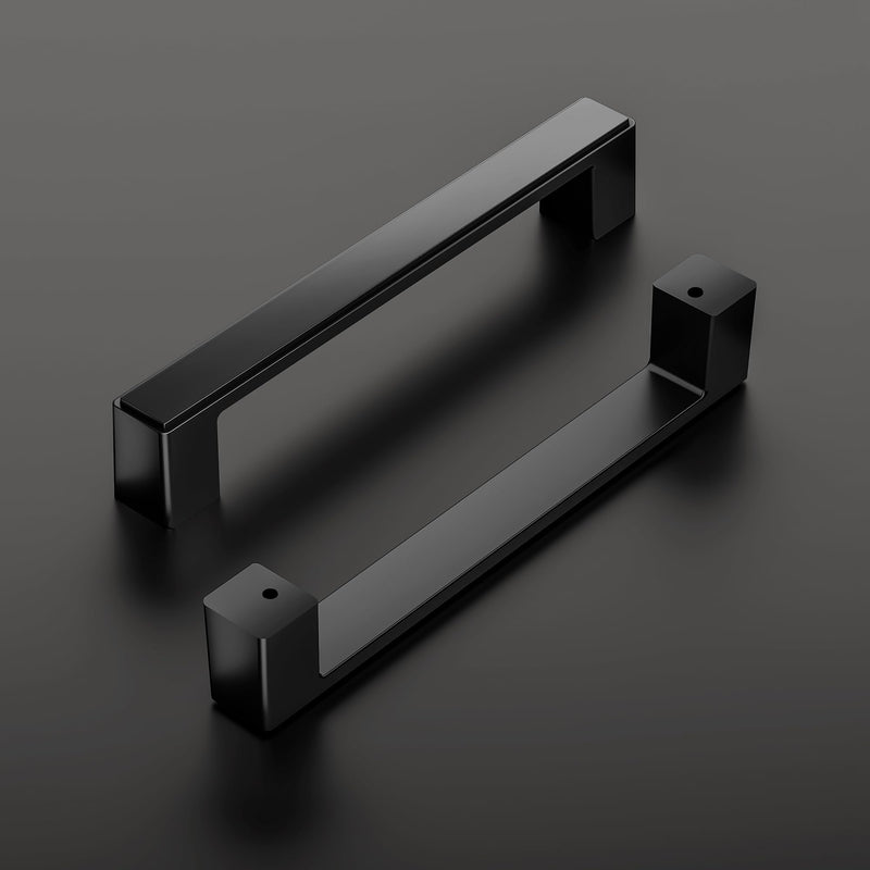 Cobbe 10 Pack Matte Black Square Cabinet Handles 3-3/4 Inch (96mm) Hole Centers Cabinet Pulls Kitchen Cabinet Handles Drawer Pulls Kitchen Cabinet Hardware 3-3/4" hole center spacing Black 10 pack