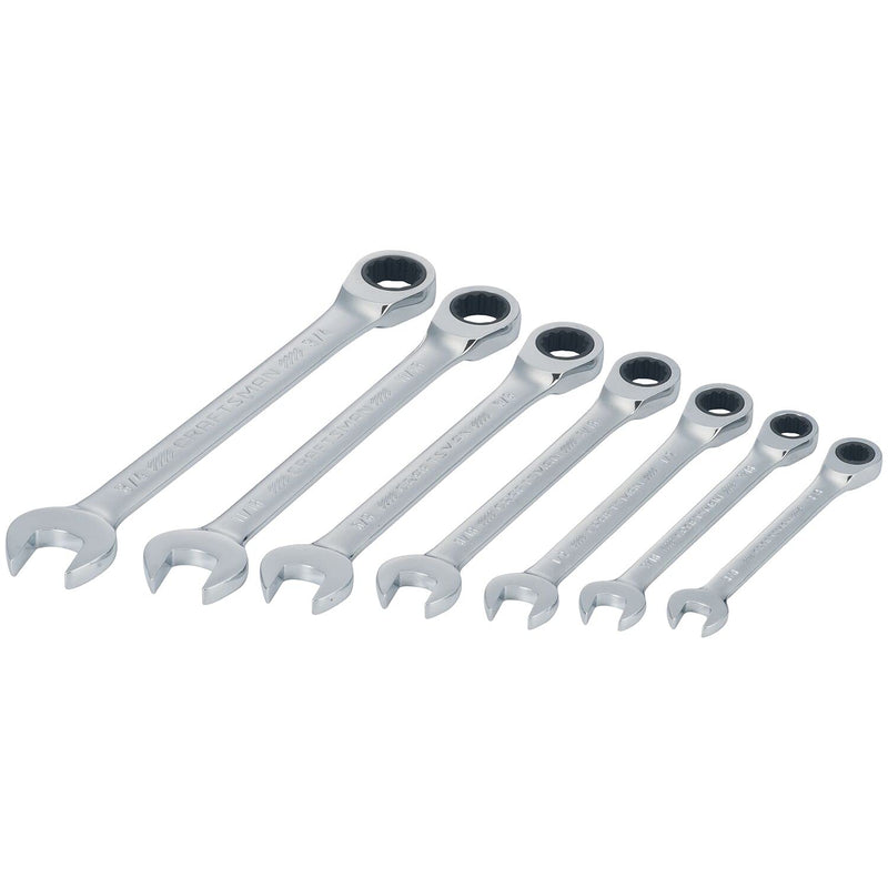 CRAFTSMAN 7-Piece Combination Ratcheting Wrench Set, 12-Point Standard SAE (CMMT87020) 7 Piece SAE
