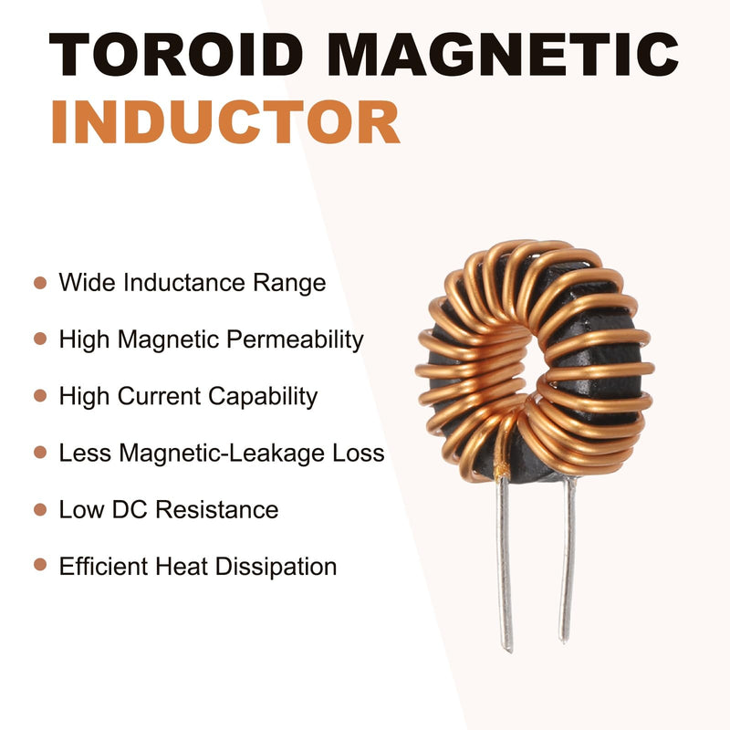 QUARKZMAN Toroid Core Inductor 33uH 5A Copper Wire Winding Inductance Solenoid Coil for Transformers 0.51 Inch Outer Diameter Pack of 12 | Inductance Coil Replacement, Copper Inductance Wire, 13mm Diameter, For Printed Circuit Board
