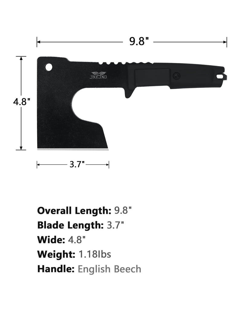 JXE JXO Hatchet, 9.8" Full Tang Camping Axe, Ergonomic Rubber Handle, with Durable Nylon Sheath for Bushcraft and Camping 2.0