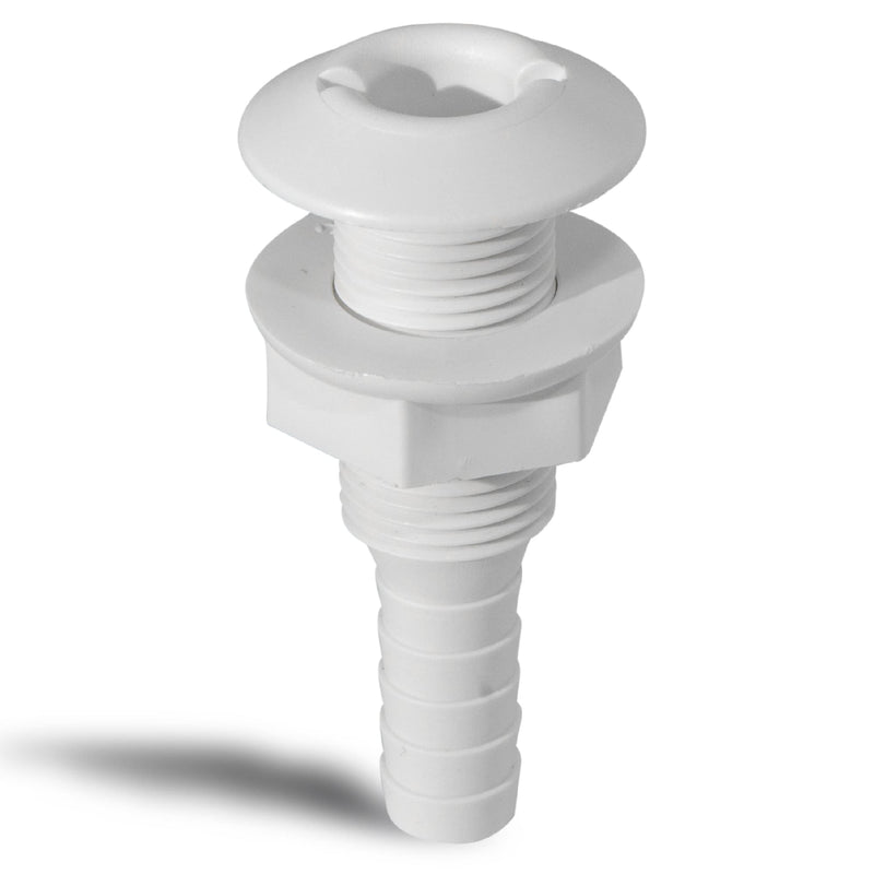 Five Oceans 1/2-Inch Thru-Hull Fittings for Boat, White Injection Molded Polypropylene, Barbed, Resist Harsh Conditions - FO1866 Straight – 1/2" Hose