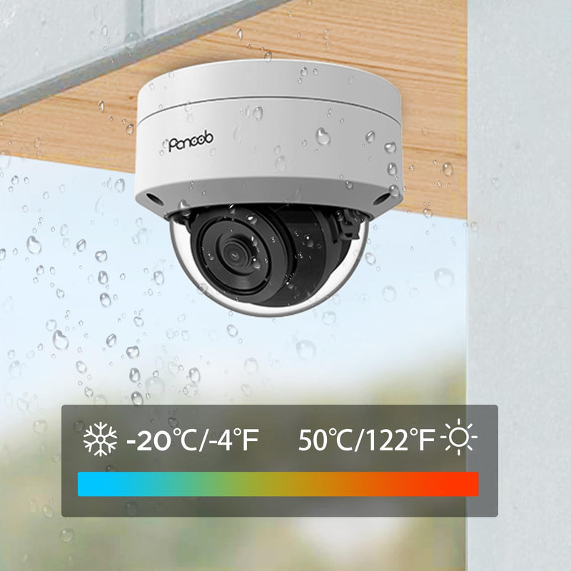 5MP PoE Camera with Mic, H.265 Outdoor Vandal Dome Security PoE IP Camera, AI Human Detection, 100ft IR Night Vision, 2.8mm Lens IP66 IK10 Resistance, 110° Wide Angle, PD54BA1-5M (Not PTZ) 5MP DOME CAMERA