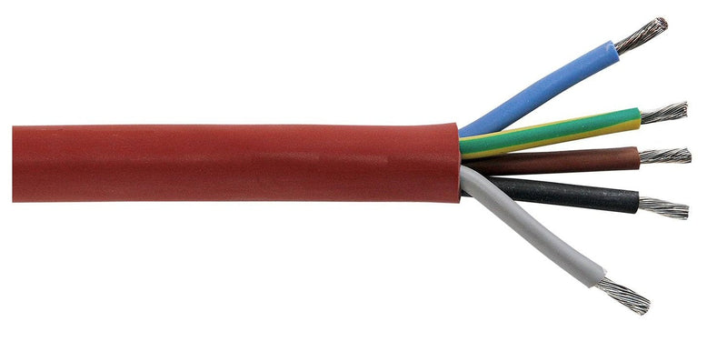 3 m (m) silicone cable, 5 x 2.5 mm², SiHF-J, heat-resistant and flexible silicone cable, sauna cable, ideal for sauna ovens, -60 °C to +180 °C, heat appliances, headlights, heating power stations, etc. 3m