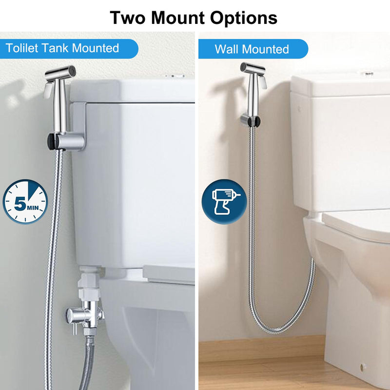 Handheld Bidet Sprayer for Toilet, Premium Stainless Steel Bathroom Bidet Attachment, Adjustable Water Pressure Control for Feminine Wash,Cloth Diaper for Baby Wash, Support Wall or Toilet Mount