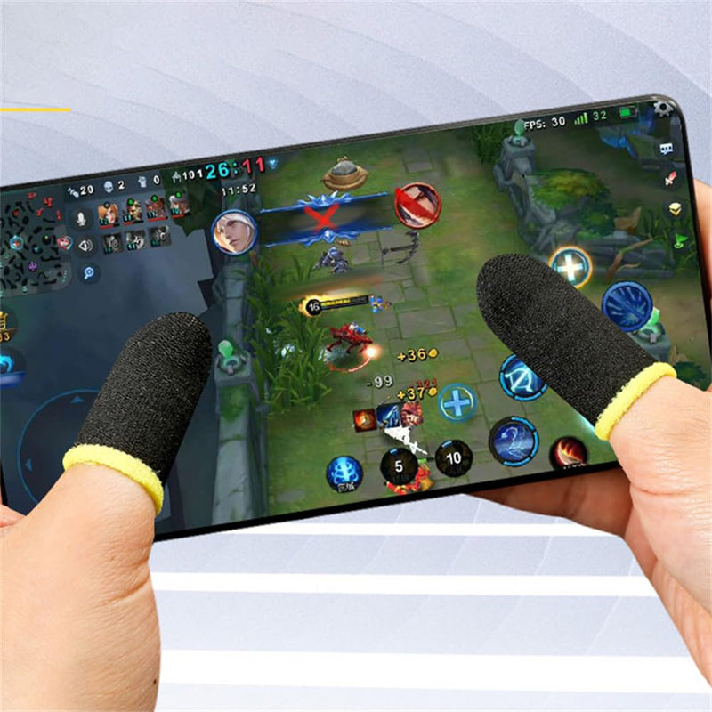 Mobile Phone Gaming Finger Sleeves, Gamer Thumb Protector/Stabilizer/Compression Support Sleeve, Game Hand Controller Gloves/Cover/Wrap, Durable Fiber/Breathable/Sweatproof, 10 Pcs