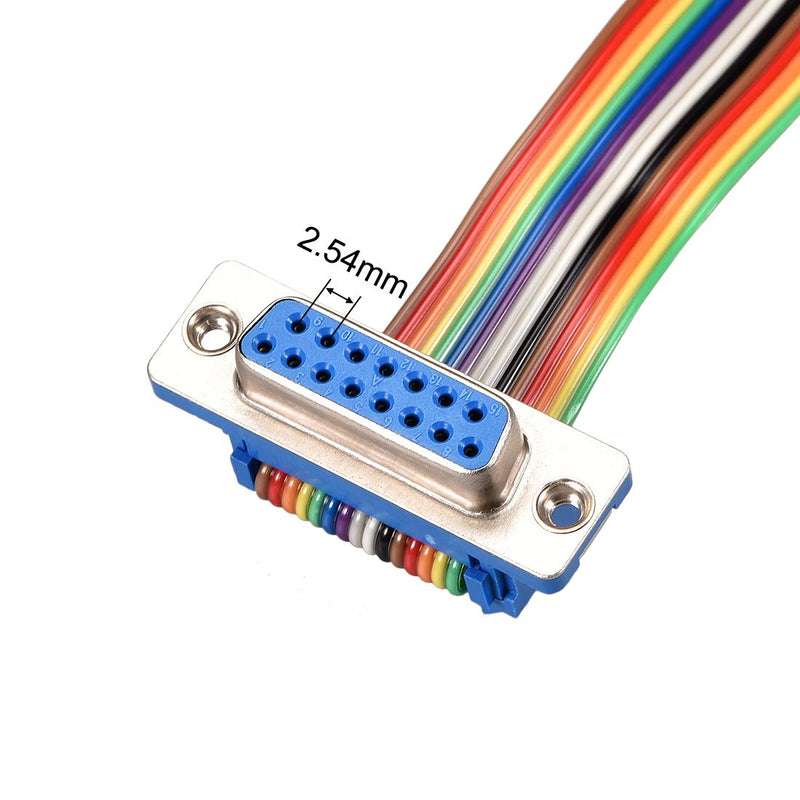 uxcell IDC Rainbow Wire Flat Ribbon Cable DB15 Female to DB15 Female Connector 2.54mm Pitch 19.7inch Length