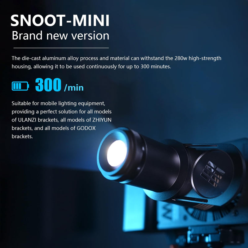 Optical Snoot Conical, Mini Snoot Photography Compatible with Zhiyun CINEPEER CX100/Ulanzi L023/Godox ML100Bi etc, Spotlight GOBO Projector Attachment, 19 Gobos Z&U&G Mount