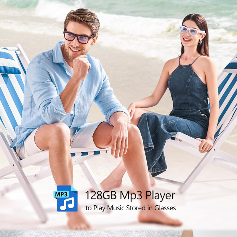 OhO Smart Glasses,32G MP3 Bluetooth Sunglasses with Open Ear Speaker Headphone, Indoor&Outdoor Sports,Polarized UV Protection,For Men Women 32 GB