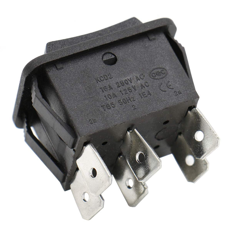 Heschen Rocker Switch 16A 250VAC ON-OFF-ON Momentary DPDT 6 Terminals Black 2Pack