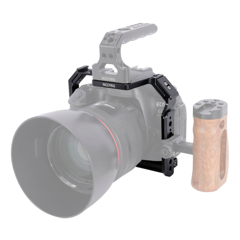 NICEYRIG Camera Cage for Canon EOS 6D / EOS 6D Mark II with NATO Rail Cold Shoe Quick Release Plate for ARCA-Swiss Tpye - 581