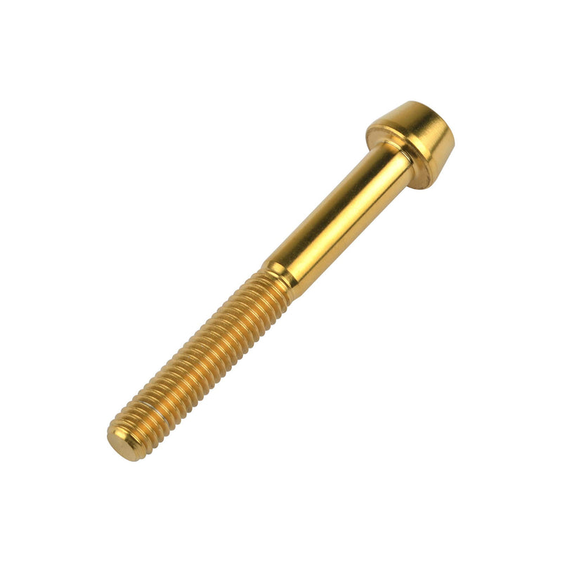 Titanium Ti M6 x 10 16 18 20 25 30 35 40 45 50 55 60 65mm Allen Hex Screw Socket Cap Tapered Bolt Pack of 4 (M6X50mm, Gold) M6X50mm