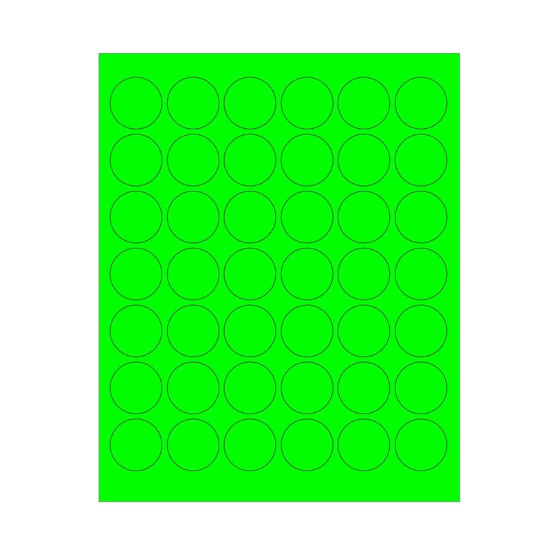ChromaLabel 1.25 inch Round Labels for Laser & Inkjet Printers, 1050 Stickers per Pack, Fluorescent Green 1.25" Diameter