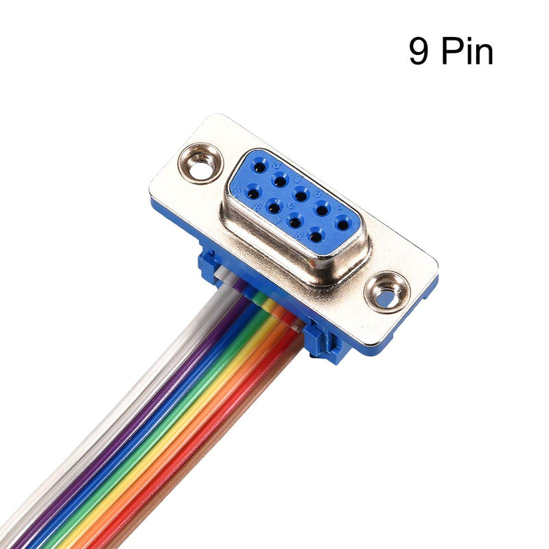 uxcell IDC Rainbow Wire Flat Ribbon Cable DB9 Female to DB9 Female Connector 2.54mm Pitch 11.8inch Length