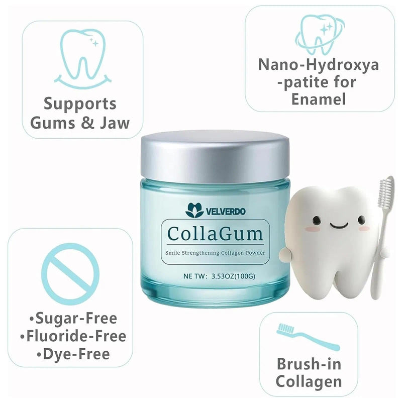 Velverdo Hydroxyapatite Tooth Powder with Collagen, Enamel Strengthening Toothpaste Powder for Teeth and Gums, Natural Oral Care(1pc) 1pc