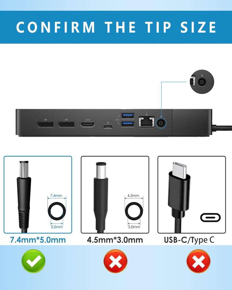 180W Power Adapter Compatible with Dell Dock Station