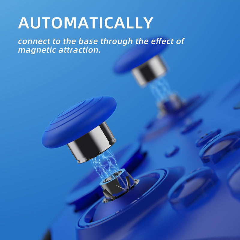 eXtremeRate 13 in 1 Component Pack Kit for Xbox Elite Series 2 Controller, 6 Metal Thumbsticks & Tool, 2 D-Pads, 4 Paddles for Xbox Elite Series 2 Core Controller - Blue & Metallic Silver