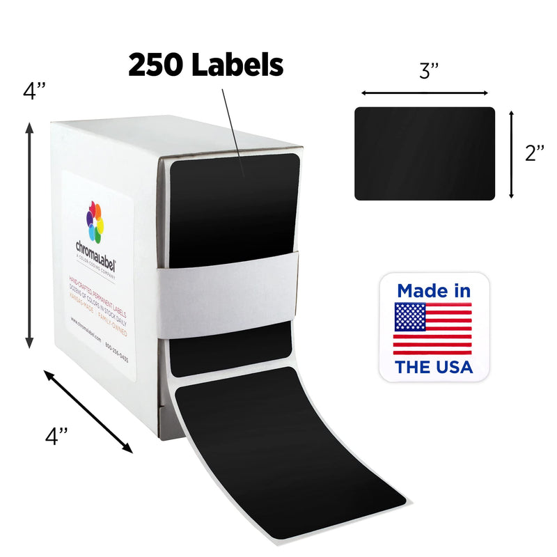 ChromaLabel 2 x 3 inch Permanent Color Code Rectangle Labels, 100 Stickers per Dispenser Box, Black