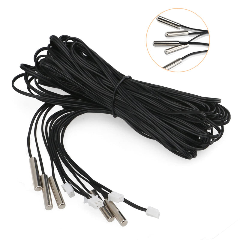 XTVTX 10 pieces 10k B3950 temperature sensor, -25 to 125 degrees Celsius temperature sensor, 1 meter sensitive stainless steel NTC temperature sensor probe