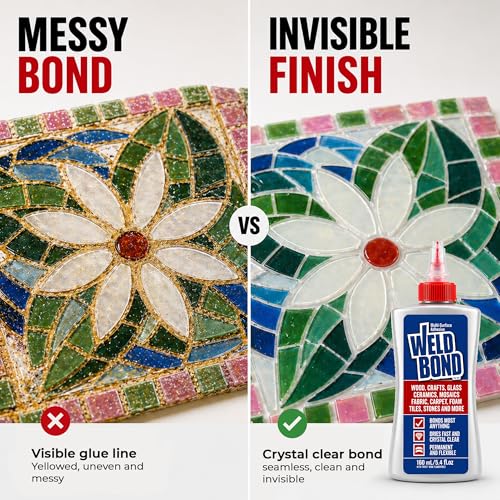 Weldbond Multi-Surface Adhesive that Bonds Most Anything! Wood Glue for Furniture Heavy Duty, Wood Glue for Woodworking, Also use for Glass Crafts Ceramic Tile Mosaic Stones & More 14.2oz / 420ml