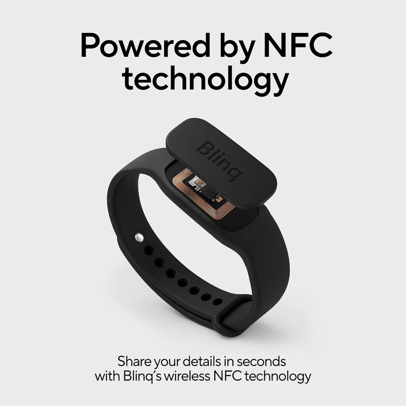 Digital Business Card Wristband - Tap to Share NFC Tag & QR Code - Compatible with iPhone & Android- No App or Subscription Required (Black)