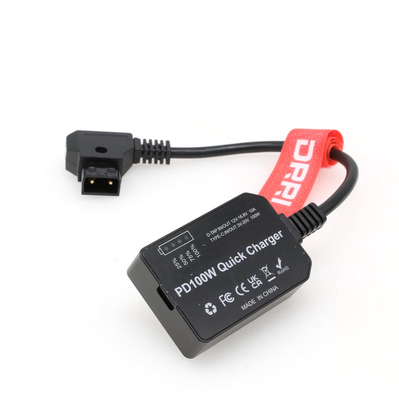 DRRI D-Tap to USB-C PD 3.0 Bi-Directional Charging Adapter 100W Quick Charger for V Mount Gold Mount Battery Sony A7Siii FX3 Camera Smartphone Laptop