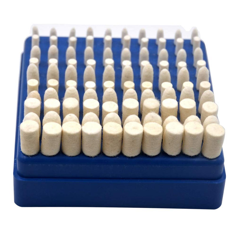 Oudtinx 100pcs Multifunctional Wool Felt Mandrel Mounted Grinding Polishing Accessories Attachment Set - Compatible with Dremel 1/8" Shank