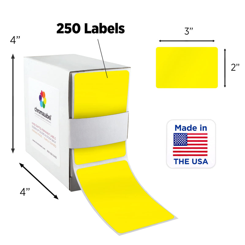 ChromaLabel 2 x 3 inch Permanent Color Code Rectangle Labels, 100 Stickers per Dispenser Box, Yellow