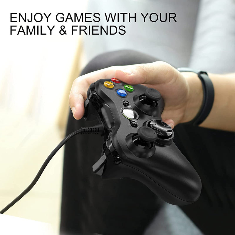 Xbox 360 Controller, USB Wired Gamepad Joystick with Improved Dual Vibration and Ergonomic Design for Microsoft Xbox 360 & Slim & PC Windows 7/8/10(Black)