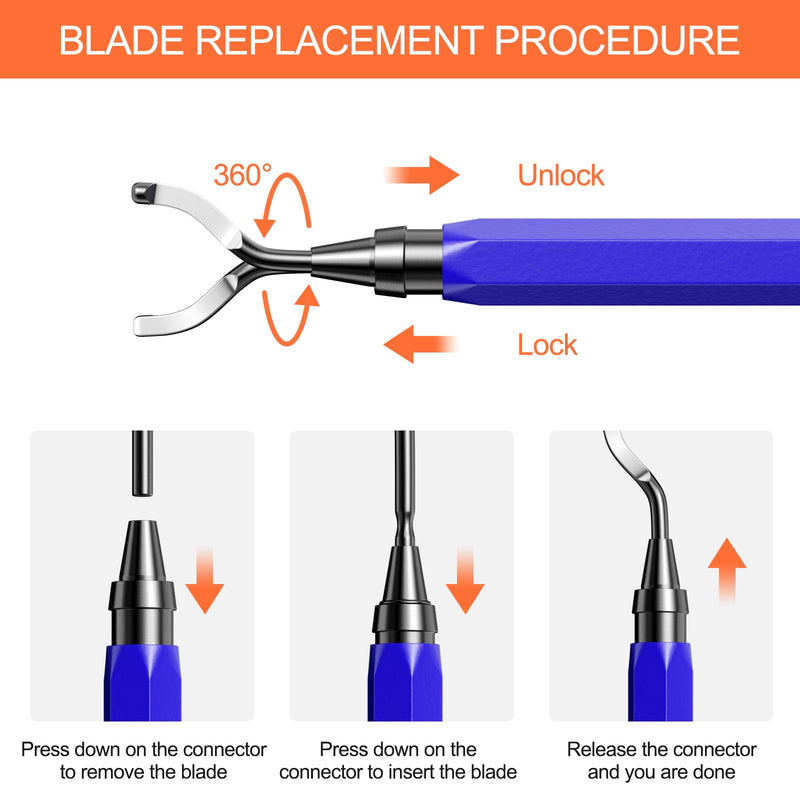 Frevoitna deburring tool universal, 360° rotating deburring metal, hand deburring with 10 replacement blades, deburring tool, blade cutting tool for 3D printers, plastic, aluminum