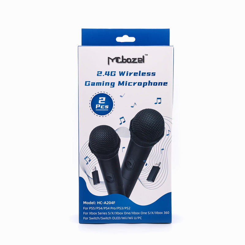 Mcbazel 2 Pack Wireless USB Gaming Microphone Compatible with Xbox Series X/S, PS5, Switch OLED, NS Switch/Switch2, PC, PS4, PS3, PS2, Xbox One X/S, Xbox One, Xbox 360, Wii