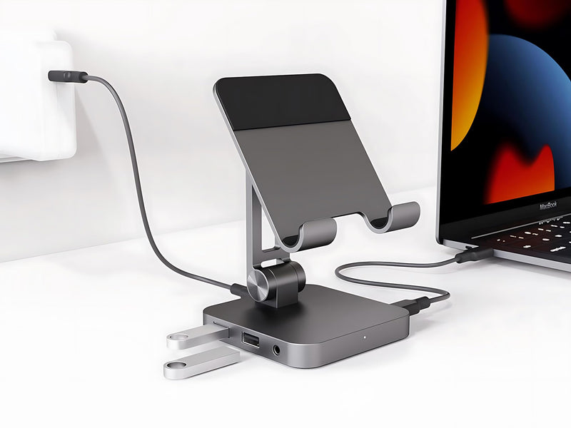 7-in-1 USB C Hub Charging Stand with 100W PD & 4K HDMI - Portable Docking Station for MacBook Pro, iPad Pro, Laptops, 2 USB 3.0, SD/TF Card Reader, Audio Jack Starry Gray USB C Hub Charging Stand(Upgraded version)