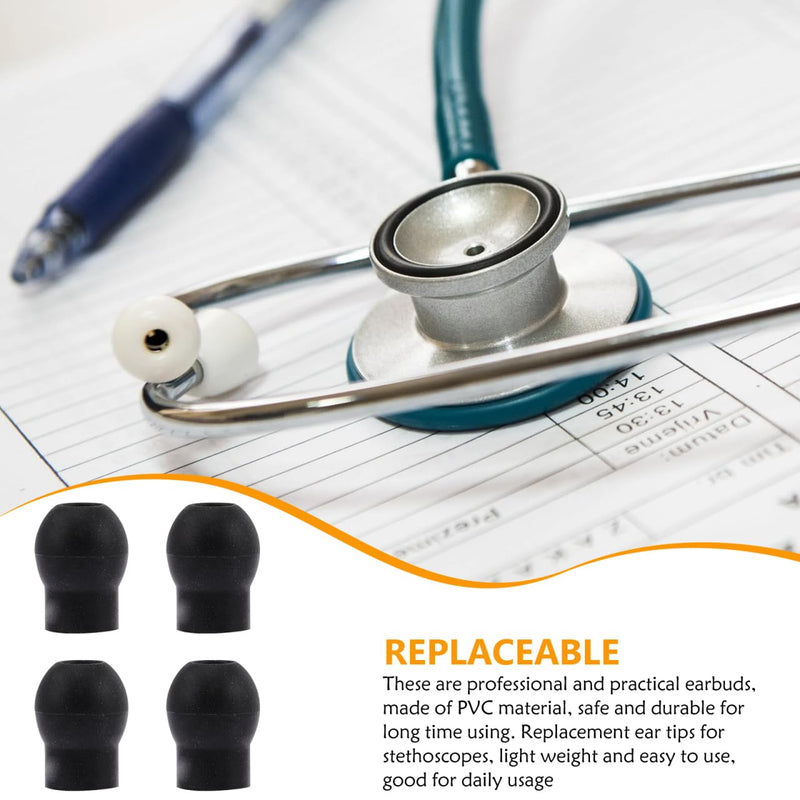 GLEAVI Set of 4 Stethoscope Replacement Earplugs Soft PVC Earplugs for Doctors and Nurses - Medical Accessories for Everyday Clinics (1.5 x 1.2 cm) 1.80X1.50X1.50CM black