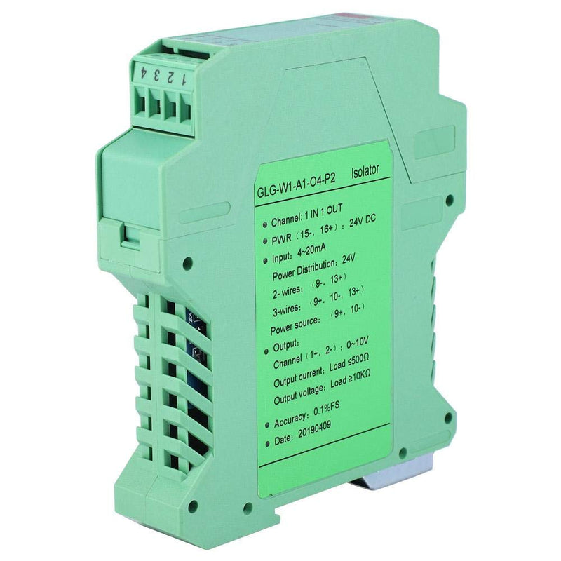 DC signal conditioner, DC 24V D current signal isolator transmitter 4-20 milliamperes PLC detection signal conditioner (1 in 1 out, 4-20mA to 0-10V)