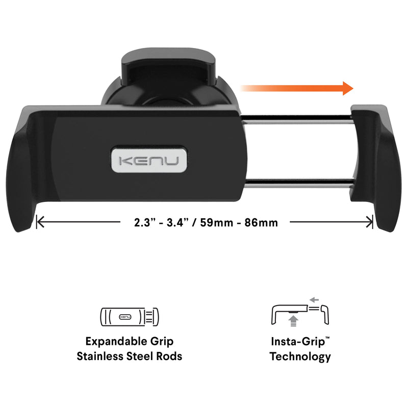 Kenu Airframe Ultra with Insta-Grip tech | Universal Smartphone Car Vent Mount Holder for All iPhone, Android, Pixel, Samsung, LG, Huawei, Xiaomi, Oppo, OnePlus, Black, Large to XL Phones