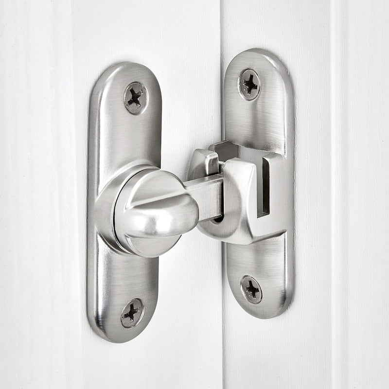 INIRET 6 Packs Silvery Barn Door Latches,90/180 Degree Gate Lock,Flip Gate Latches Hardware,Zinc Alloy Right Angle Door Lock Latch,Door Security Sliding Door Latch Lock for Cabinets,Bathroom