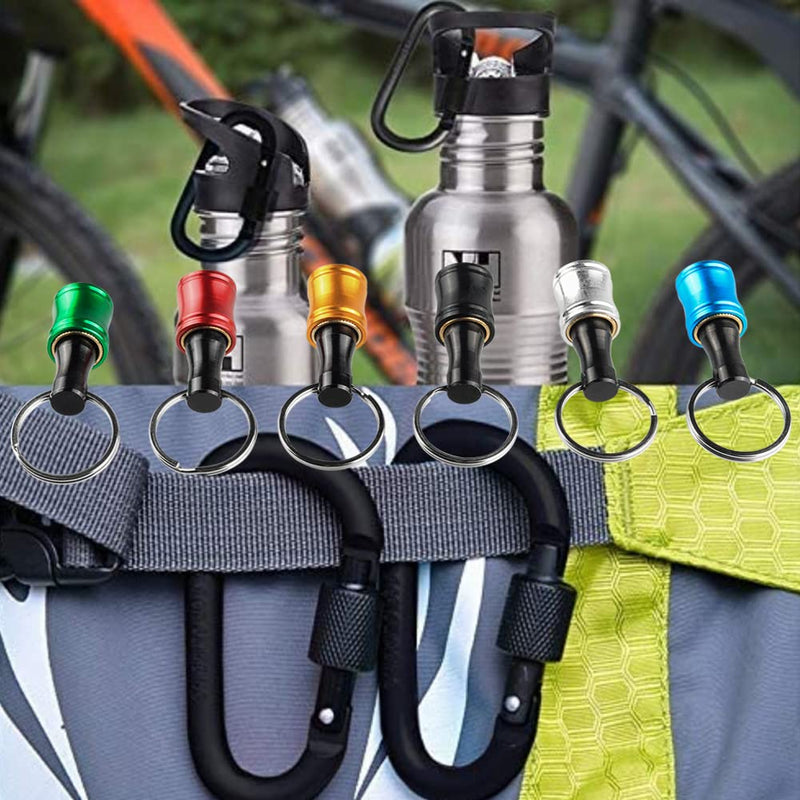 Bit Holder 1/4 Inch Hex Key Ring 6 Colours with Carabiner Pack of 6 | Aluminium alloy quick change, portable EDC, non-slip drill holder for outdoor screwdriver, mini tool