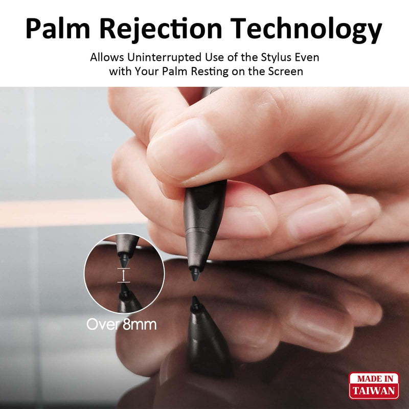 Taiwan RENAISSER Stylus Pen for Microsoft Surface, Designed in Houston, Made in Taiwan, Palm Rejection, USB-C Fast Charging, Pen for Surface Pro 11/10/9/8/7, Surface Go/Laptop Dark