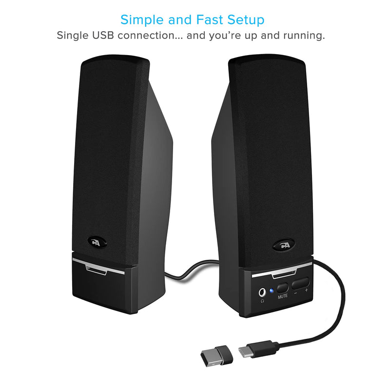 Cyber Acoustics USB 2.0 Speaker (CA-2014USB)  - USB Powered 2.0 Desktop Computer Speakers, USB-C or USB-A Compatible