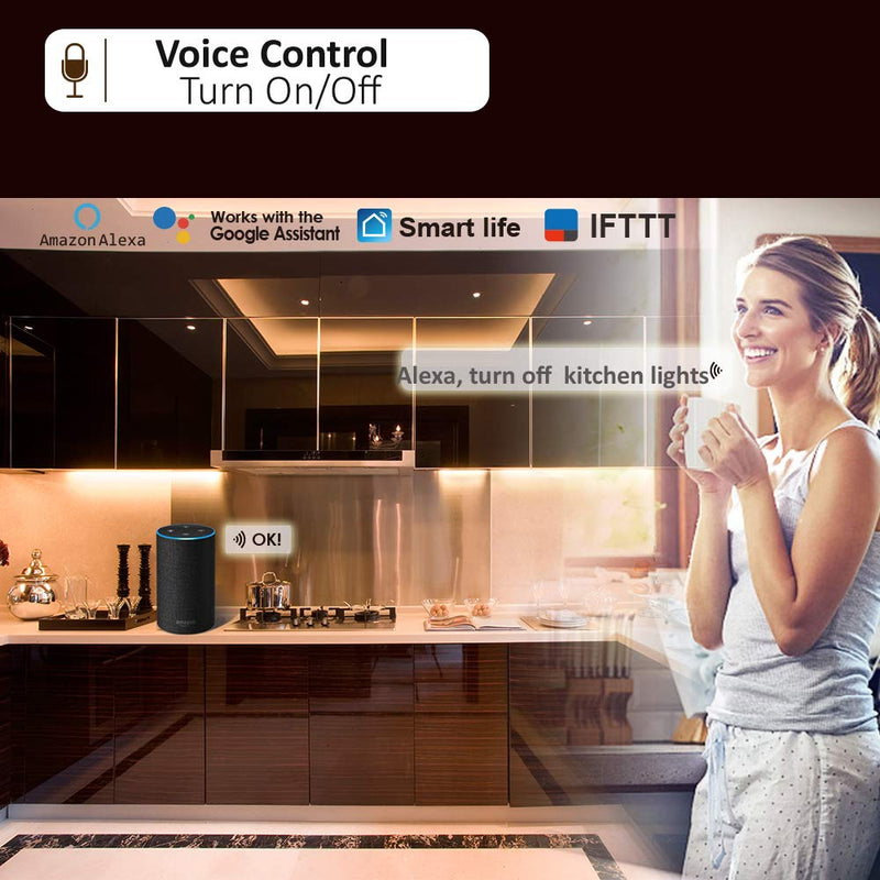 Smart Under Cabinet Lights Work with Alexa, Google,Siri, LED Light for Kitchen Shelf Counter Lighting with App, Voice Activated Dimmable and Linkable Warm to Cool White (3 Lights Bar Kit) 3 Lights Bar Kit