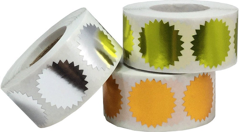 Metallic Seals Serrated Edge Color Coding Labels Bulk Pack 1 Inch Round 1,500 Total Adhesive Stickers