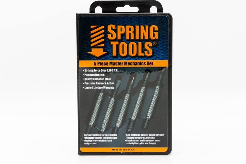 Spring Tools Master Mechanics 5-Piece Metal Working Tool Set - Auto Body Repair Kit - Made in USA - Includes Ping Hammer, HSS Punch, Cold Chisel - Professional Automotive Tools