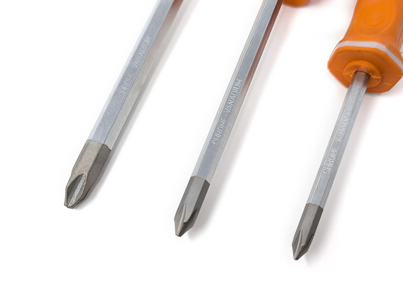 JIS Screwdriver 3-Piece Set #1#2#3 Full Tang Chrome Vanadium Steel